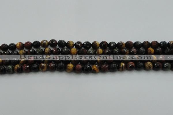 CTE1472 15.5 inches 8mm faceted round mixed tiger eye beads