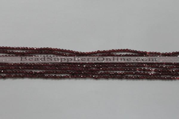 CTG201 15.5 inches 2.5mm faceted round tiny red garnet beads