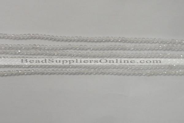 CTG202 15.5 inches 3mm faceted round tiny white crystal beads