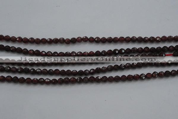 CTG222 15.5 inches 3mm faceted round tiny red garnet beads