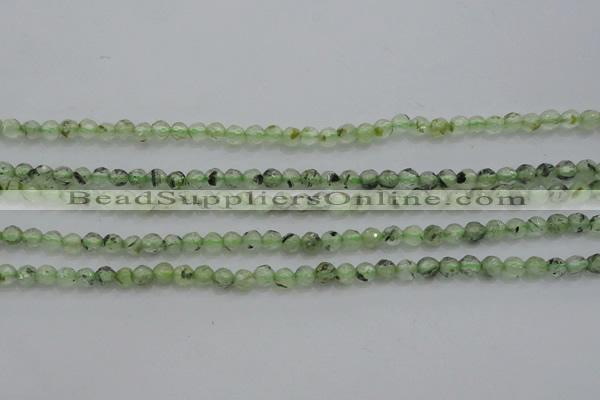 CTG224 15.5 inches 3mm faceted round tiny green rutilated quartz beads