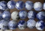 CTG3572 15.5 inches 4mm faceted round blue spot stone beads