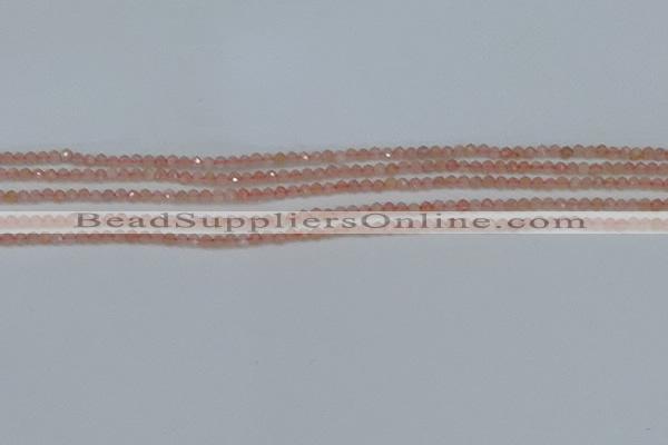 CTG606 15.5 inches 2mm faceted round peach moonstone beads