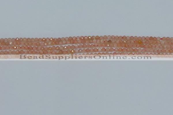 CTG607 15.5 inches 3mm faceted round peach moonstone beads