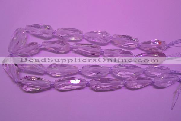 CTR200 13*18mm - 18*38mm faceted teardrop white crystal beads
