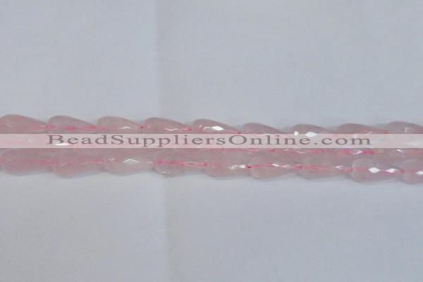 CTR301 15.5 inches 12*25mm faceted teardrop rose quartz beads