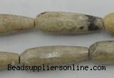 CTR34 15.5 inches 10*30mm faceted teardrop chrysanthemum agate beads