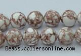 CTU106 16 inches 12mm round dyed flower turquoise beads wholesale