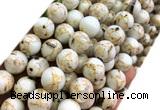CTU3104 15 inches 12mm round gold vein howlite turquoise beads