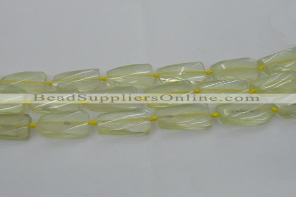 CTW455 20*38mm faceted & twisted rectangle lemon quartz beads