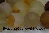 CYC145 15.5 inches 14mm round matte yellow quartz beads wholesale