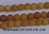 CYJ610 15.5 inches 4mm round matte yellow jade beads wholesale