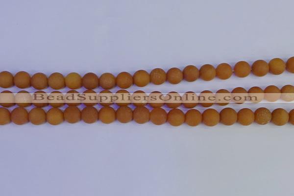 CYJ612 15.5 inches 8mm round matte yellow jade beads wholesale