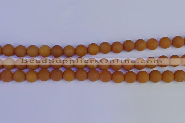 CYJ613 15.5 inches 10mm round matte yellow jade beads wholesale