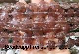 FGBS171 15 inches 15mm carved five petal flower strawberry quartz beads wholesale