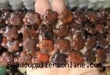 FGBS280 15 inches 15mm carved five petal flower brecciated jasper beads