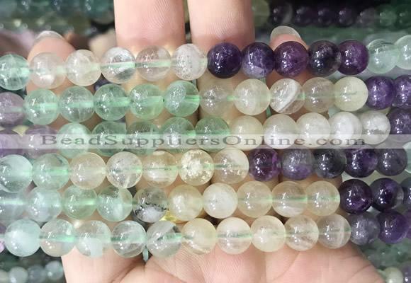 FLBS36 15 inches 8mm round colorful fluorite beads wholesale