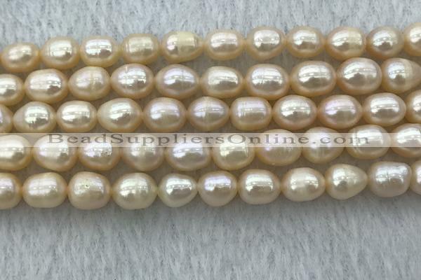 FWP196 15 inches 7mm - 8mm rice pink freshwater pearl strands