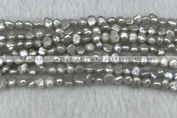 FWP232 14.5 inches 3mm - 4mm baroque grey freshwater pearl strands