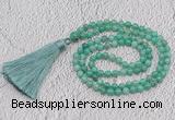 GMN227 Hand-knotted 6mm peafowl agate 108 beads mala necklaces with tassel