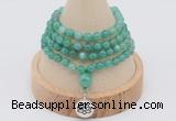 GMN2404 Hand-knotted 6mm peafowl agate 108 beads mala necklace with charm