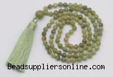 GMN256 Hand-knotted 6mm China jade 108 beads mala necklaces with tassel