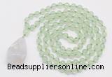 GMN4901 Hand-knotted 8mm, 10mm prehnite 108 beads mala necklace with pendant