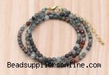 GMN7235 4mm faceted round tiny African bloodstone beaded necklace jewelry