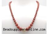 GMN7302 red jasper graduated beaded necklace & bracelet set
