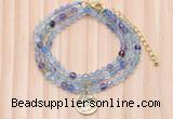 GMN7461 4mm faceted round fluorite beaded necklace with constellation charm