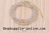 GMN7505 4mm faceted round tiny yellow watermelon beaded necklace with letter charm