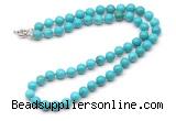 GMN7702 18 - 36 inches 8mm, 10mm round turquoise beaded necklaces