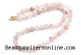 GMN7793 18 - 36 inches 8mm, 10mm round pink quartz beaded necklaces