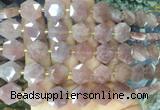 HABS17 15 inches 12mm faceted hexagon rose quartz beads wholesale
