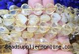 HGBS118 15 inches 12mm faceted heart citrine beads wholesale