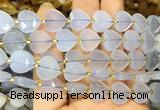 HGBS130 15 inches 12mm faceted heart blue chalcedony beads wholesale