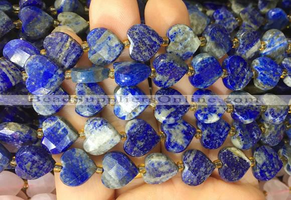 HGBS131 15 inches 12mm faceted heart Lapis lazuli beads wholesale