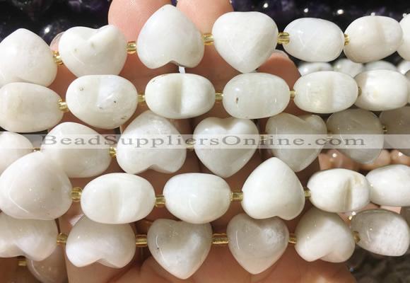 HGBS139 15 inches 15mm heart White moonstone beads wholesale