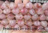 HGBS159 15 inches 15mm heart pink rhodonite gemstone beads wholesale