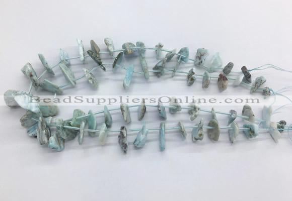 LRBS01 Top drilled 10*14mm - 15*25mm freeform larimar gemstone beads