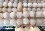 LSBS1007 15 inches 19mm carved round morganite gemstone beads wholesale