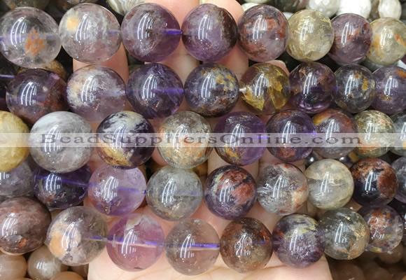 LSBS101 15 inches 16mm round purple phantom quartz beads wholesale