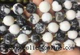 LSBS12 15 inches 16mm faceted round black & white jasper beads wholesale