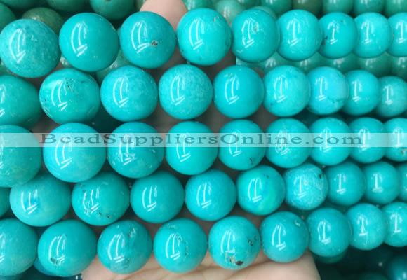 LSBS181 15 inches 16mm round green howlite turquoise beads wholesale