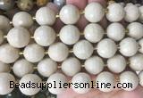 LSBS19 15 inches 16mm faceted round white fossil jasper beads wholesale