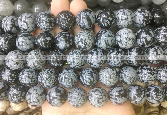 LSBS205 15 inches 16mm round snowflake obsidian gemstone beads wholesale