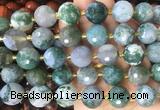 LSBS21 15 inches 16mm faceted round moss agate beads wholesale