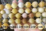 LSBS213 15 inches 16mm faceted round yellow jade beads wholesale