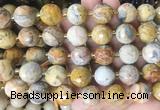 LSBS22 15 inches 16mm faceted round yellow crazy lace agate beads wholesale