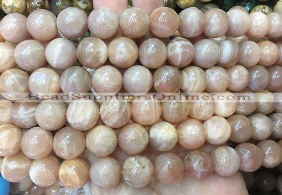 LSBS236 15 inches 14mm round pink sunstone gemstone beads wholesale